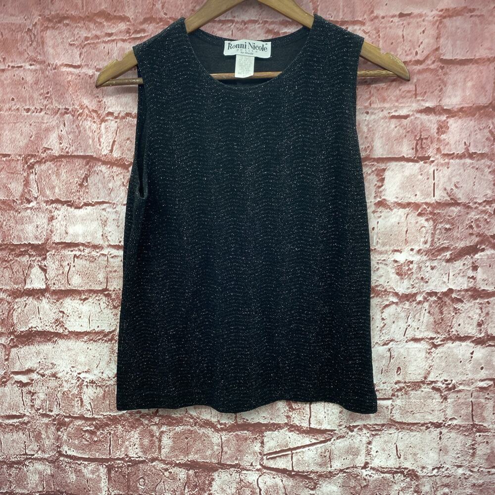 VTG Ronni Nicole Black Glitter Petite Small